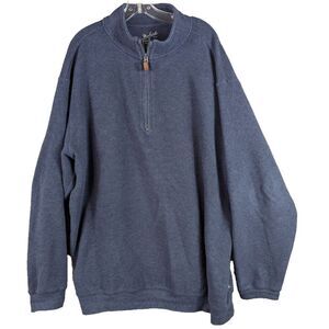 Woolrich Pullover Sweatshirt Half Zip Mock Neck Preppy Cotton Nvy Blue Men's 2XL